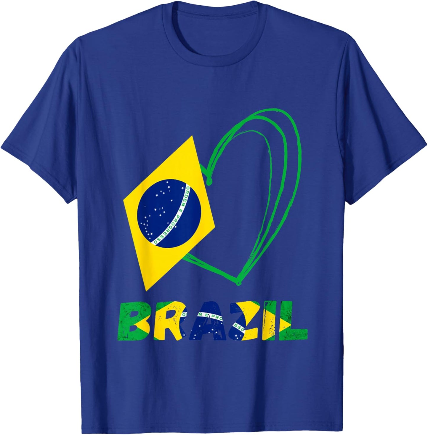 Love Brasilian Heart Brazil Flag Brazilian Roots Brasileiro T-Shirt - T-Shirt | Royal