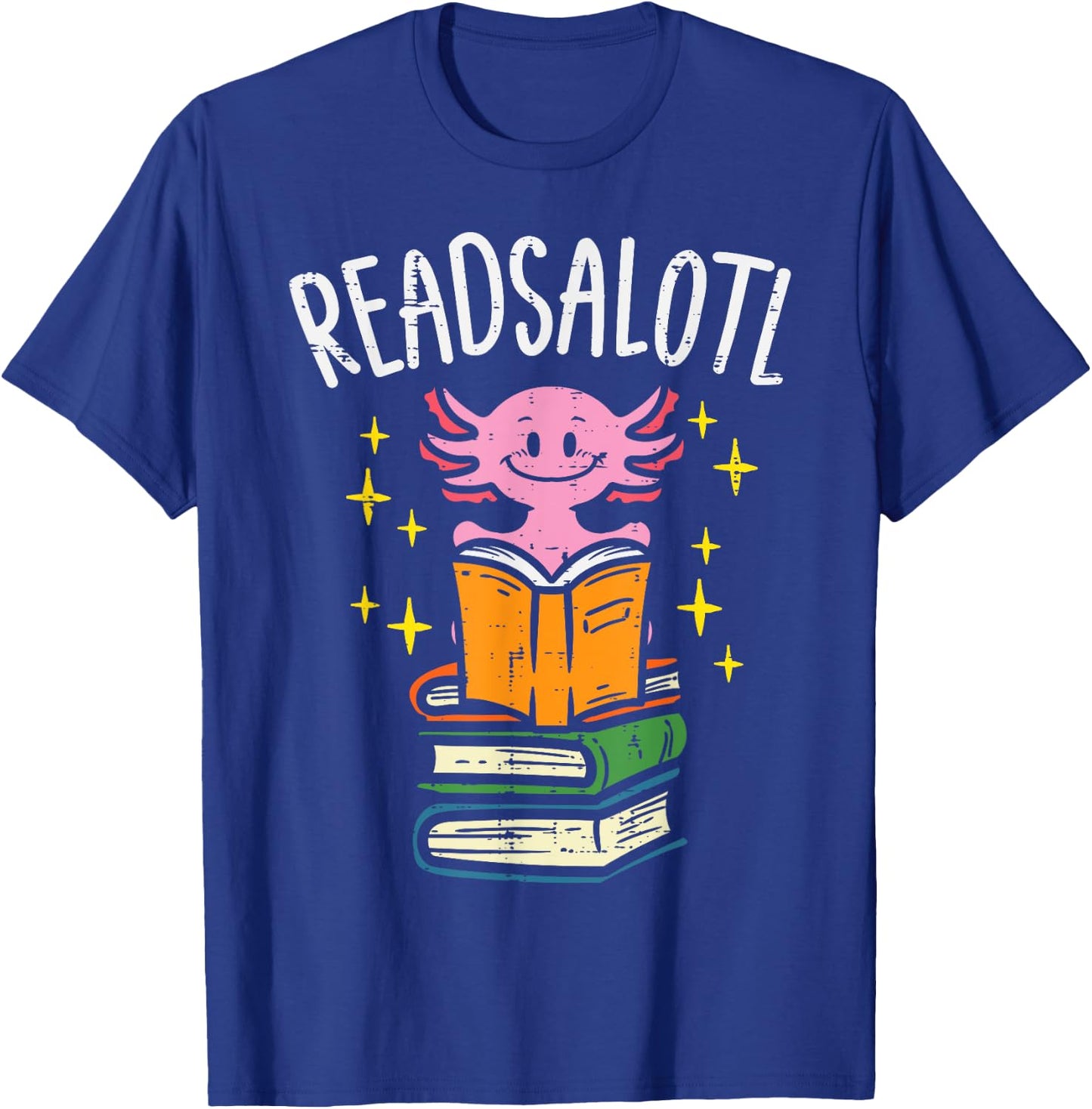 Axolotl Books Readsalotl Reading Bookworm Boys Girls Kids Small T-Shirt - T-Shirt | Royal