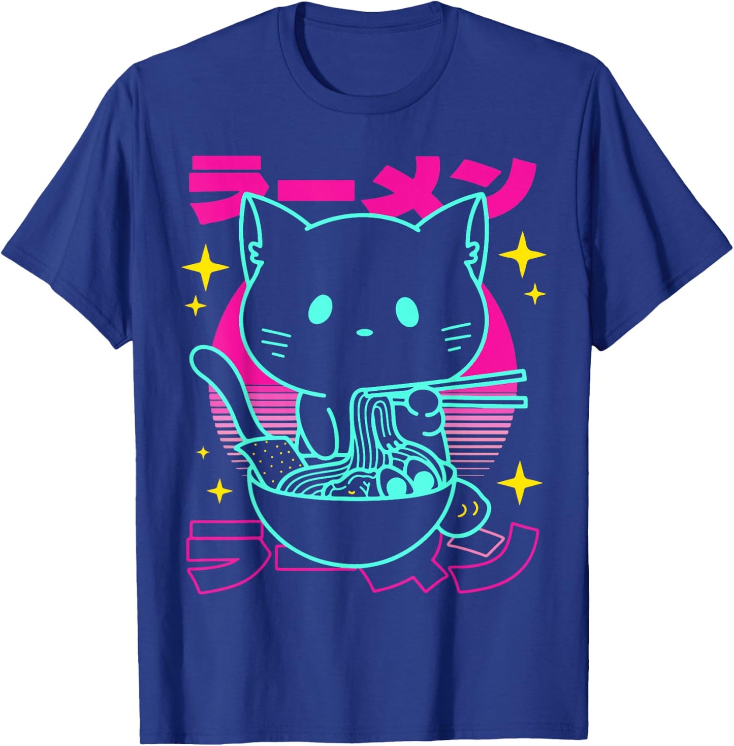 Anime Ramen Cat Retro Japanese Noodles Aesthetic Kawaii cat T-Shirt - T-Shirt | Royal