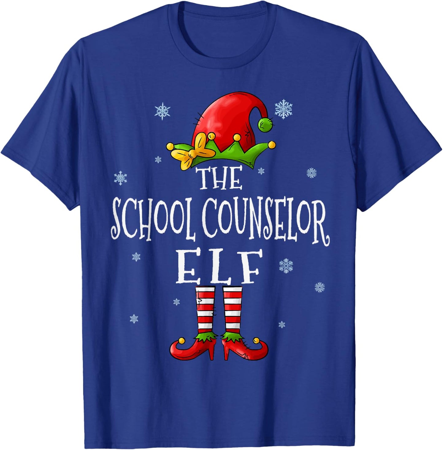 The School Counselor Elf Squad Funny Xmas Matching Christmas T-Shirt - T-Shirt | Royal
