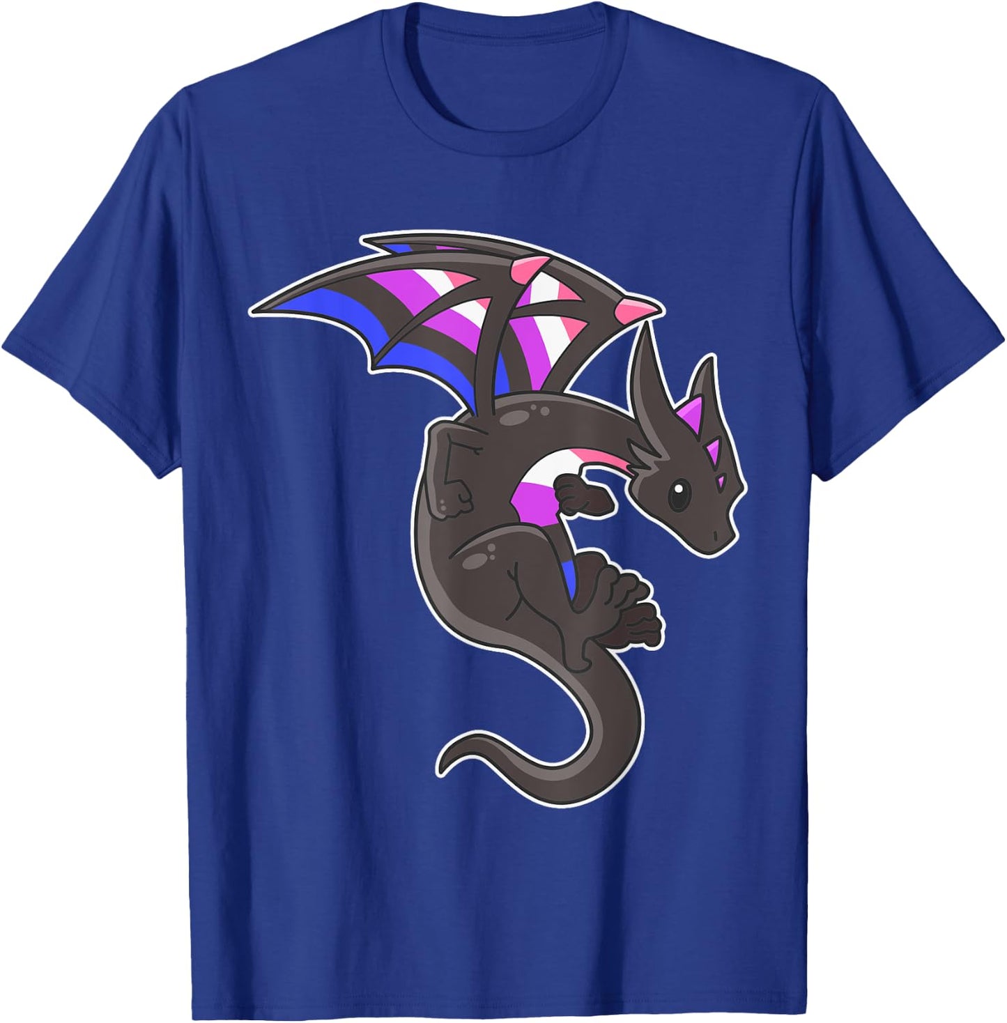 Epic Dragon with Genderfluid Pride Flag Colours T-Shirt - T-Shirt | Royal