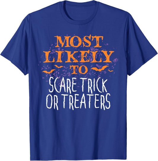 Most Likely To Halloween Scare Trick Or Treaters Matching T-Shirt - T-Shirt | Royal
