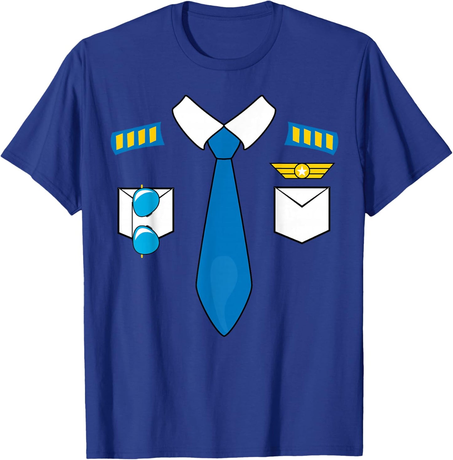 Pilot Uniform Costume Airplane Aviator Aviation Halloween T-Shirt - T-Shirt | Royal