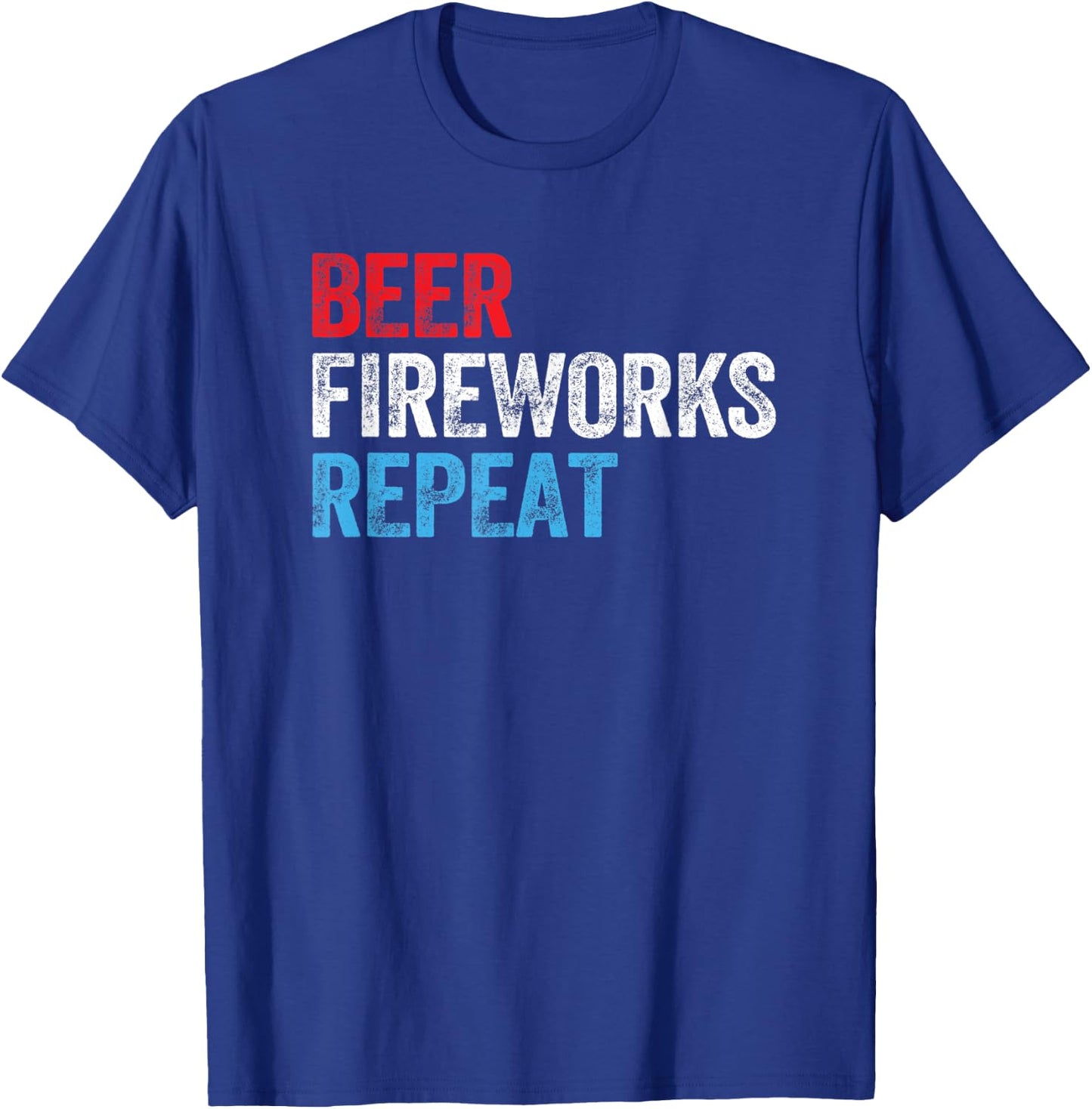 Beer Fireworks Repeat Star Funny July 4th Fireworks Men T-Shirt - T-Shirt | Royal