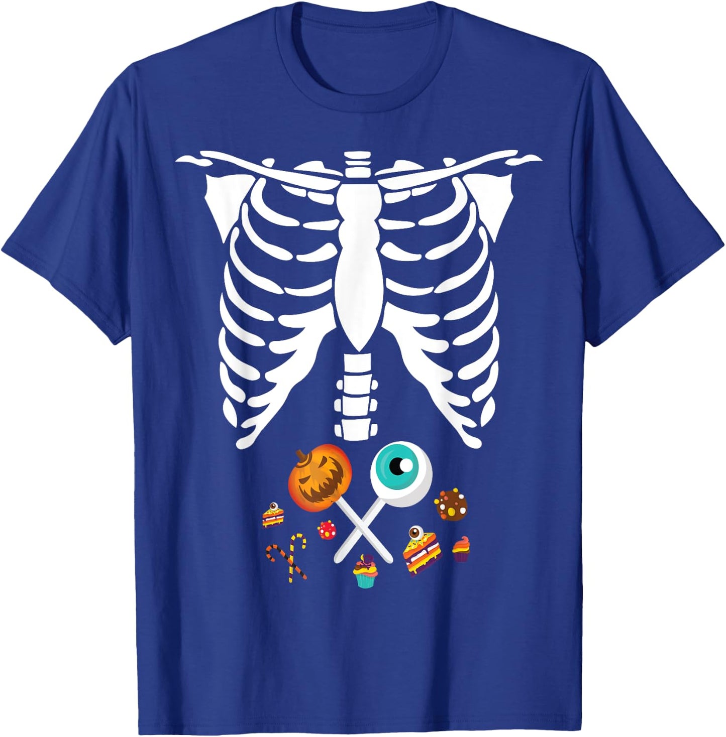 Funny Halloween Skeleton Candy X-Ray Costume Kids Boys Girls T-Shirt - T-Shirt | Royal