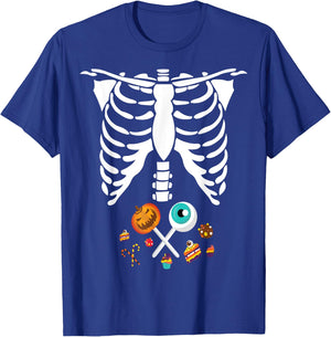 Funny Halloween Skeleton Candy X-Ray Costume Kids Boys Girls T-Shirt - T-Shirt | Royal