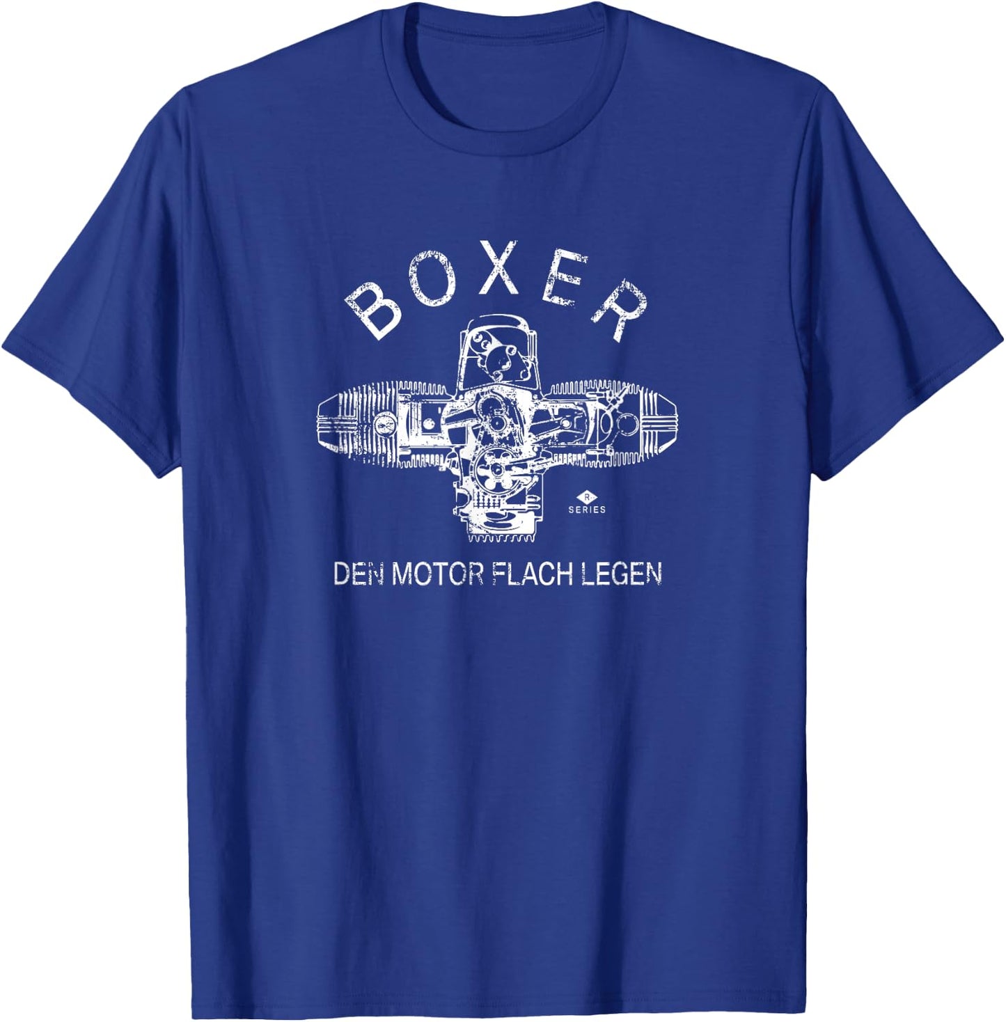 Boxer Motor Series R | Lay the Engine Flat | Motorcycle T-Shirt - T-Shirt | Royal