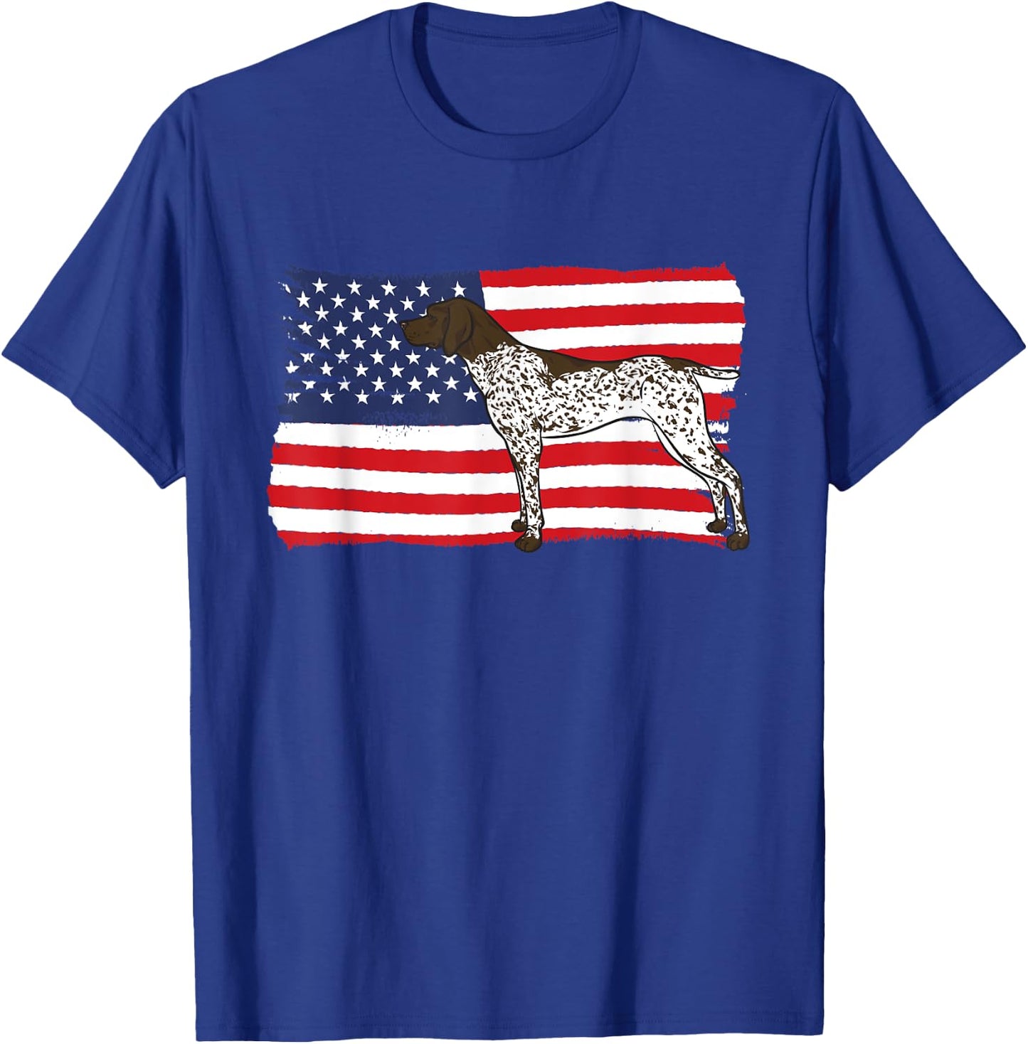 German Shorthaired Pointer Patriotic American Flag GSP Dog T-Shirt - T-Shirt | Royal