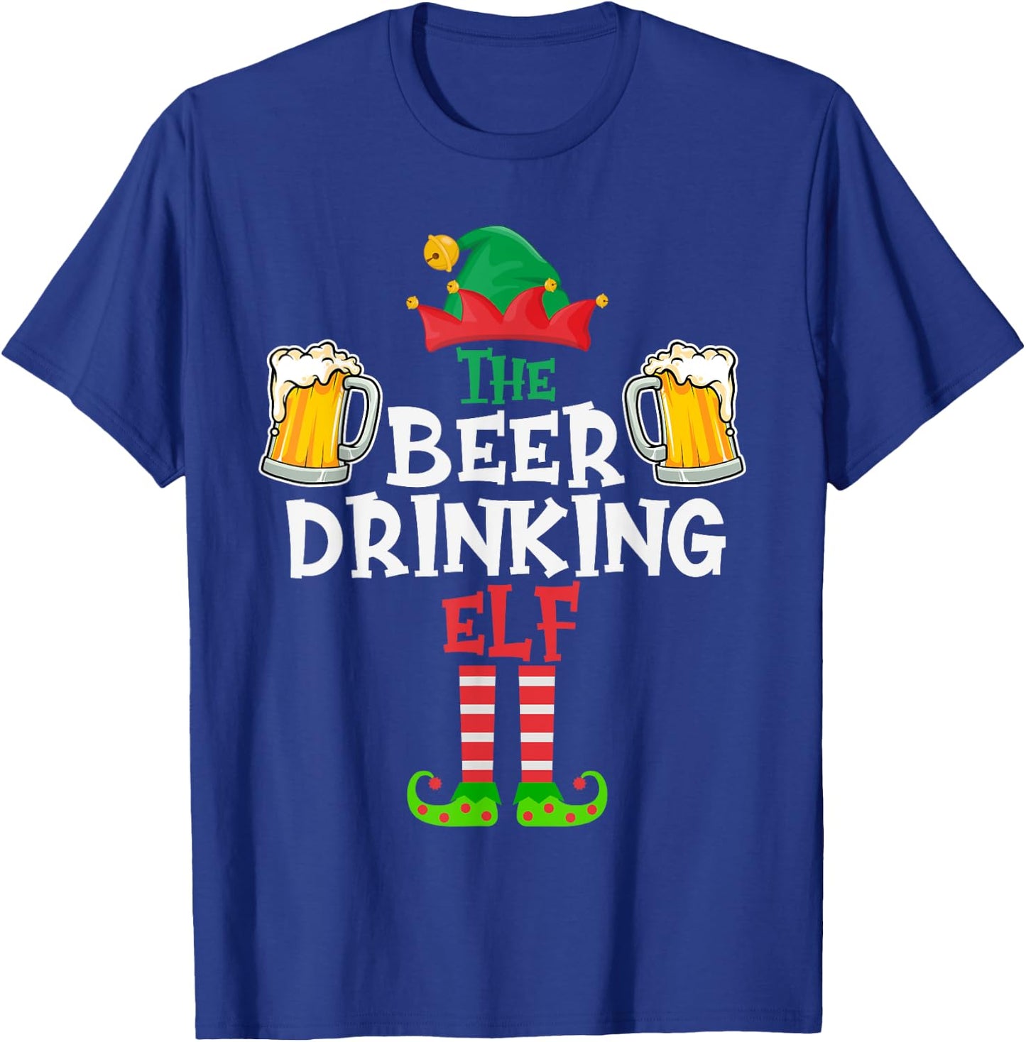 The Beer Drinking Elf, Funny Matching Family Group Christmas T-Shirt - T-Shirt | Royal