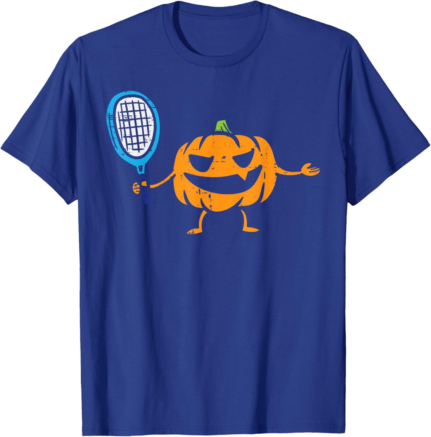Pumpkin Playing Tennis Jackolantern Halloween Costume Sports T-Shirt - T-Shirt | Royal