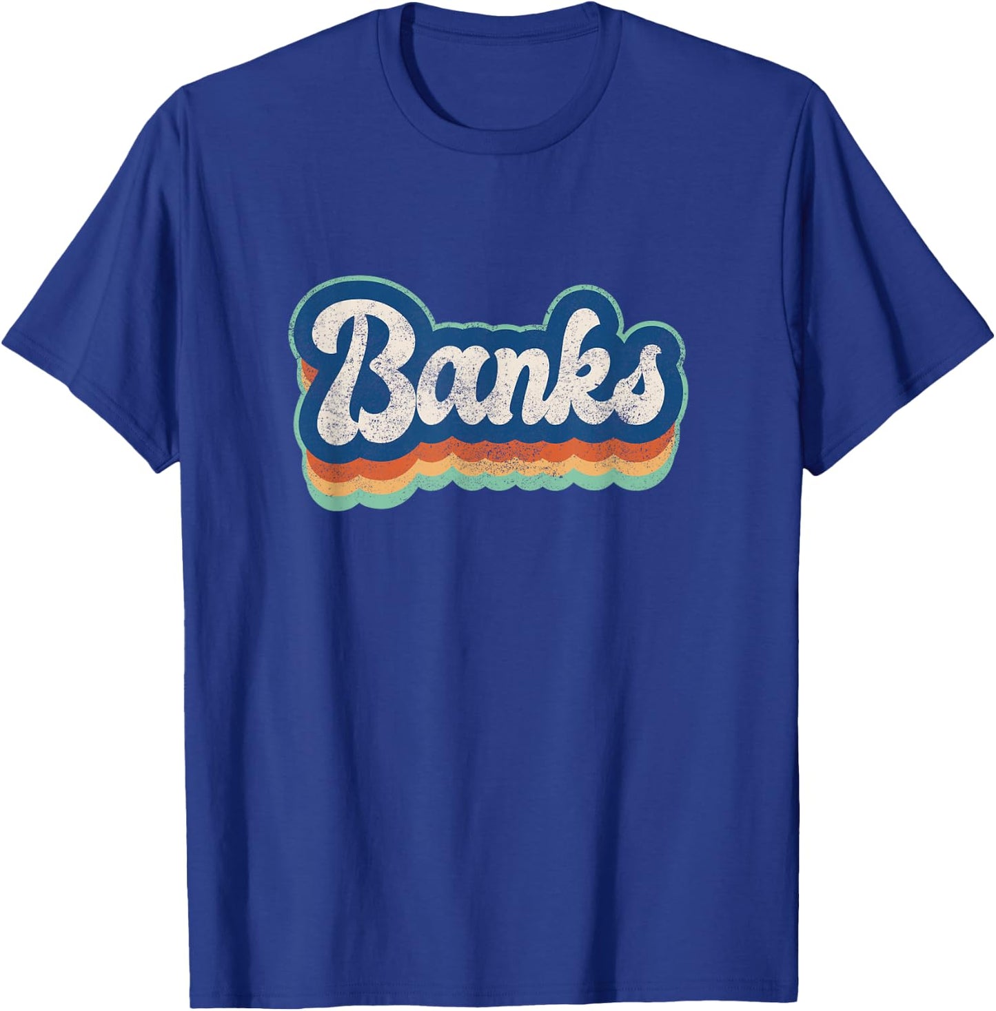Banks First Name Boy Vintage Style 70s 80s Personalized T-Shirt - T-Shirt | Royal