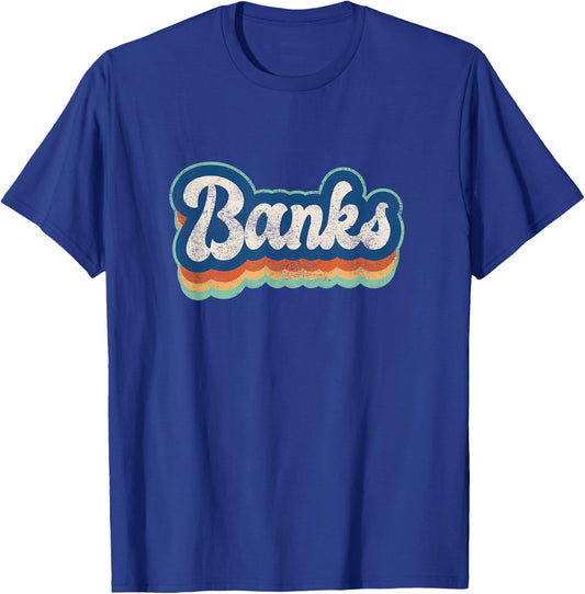 Banks First Name Boy Vintage Style 70s 80s Personalized T-Shirt - T-Shirt | Royal