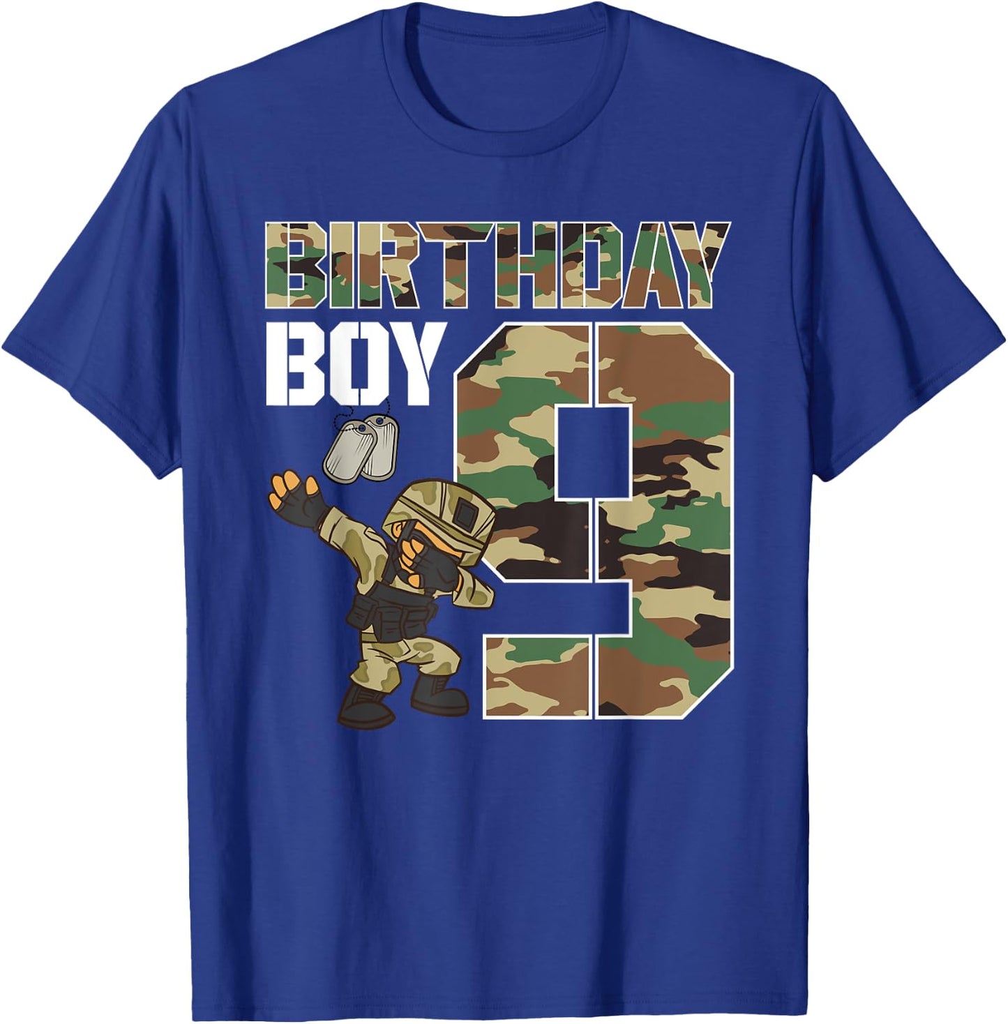 9 Year Old Boy Military Army 9th Birthday Boy Matching T-Shirt - T-Shirt | Royal
