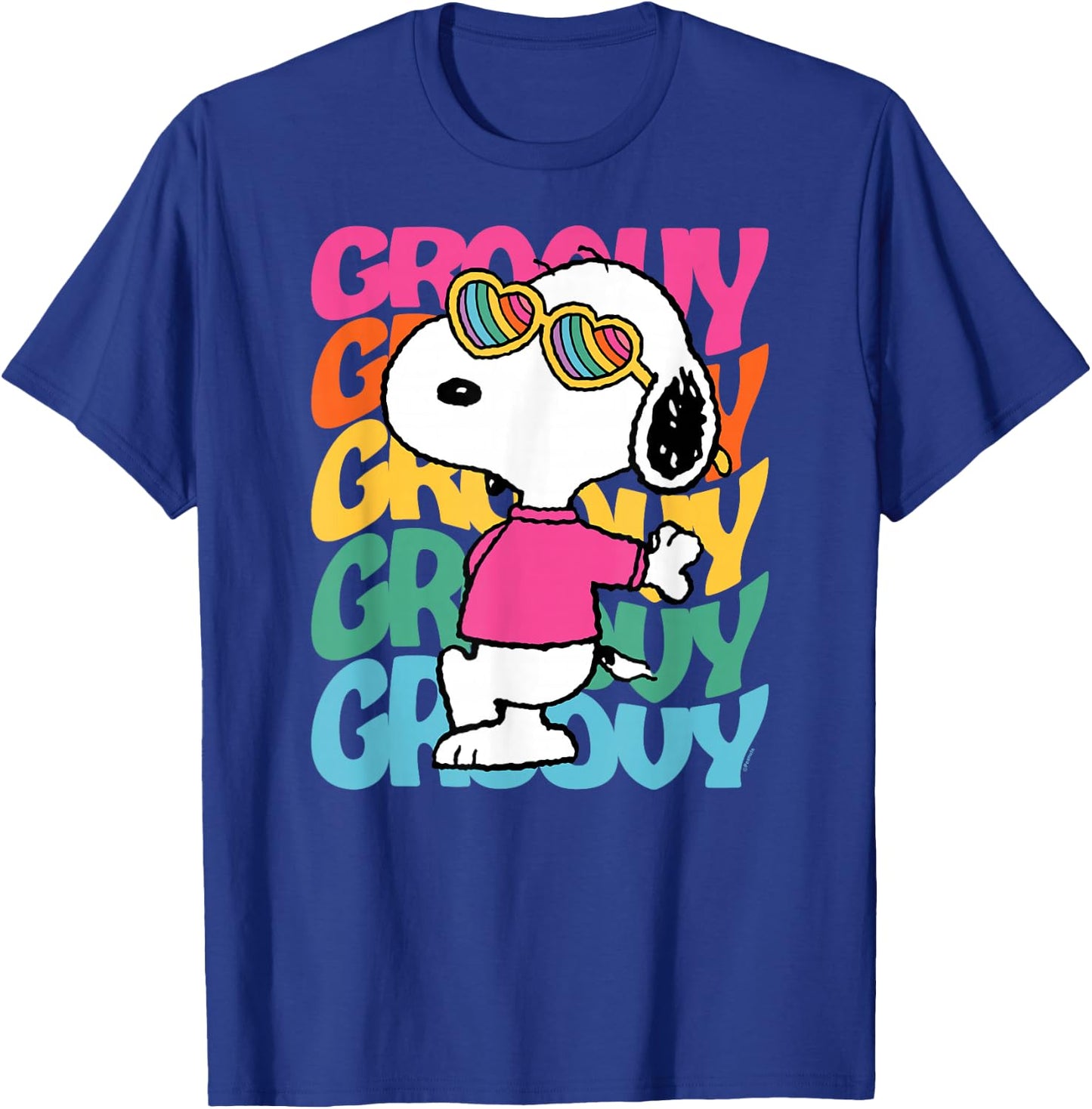 Peanuts - Snoopy Rainbow Groovy Stacked T-Shirt - T-Shirt | Royal
