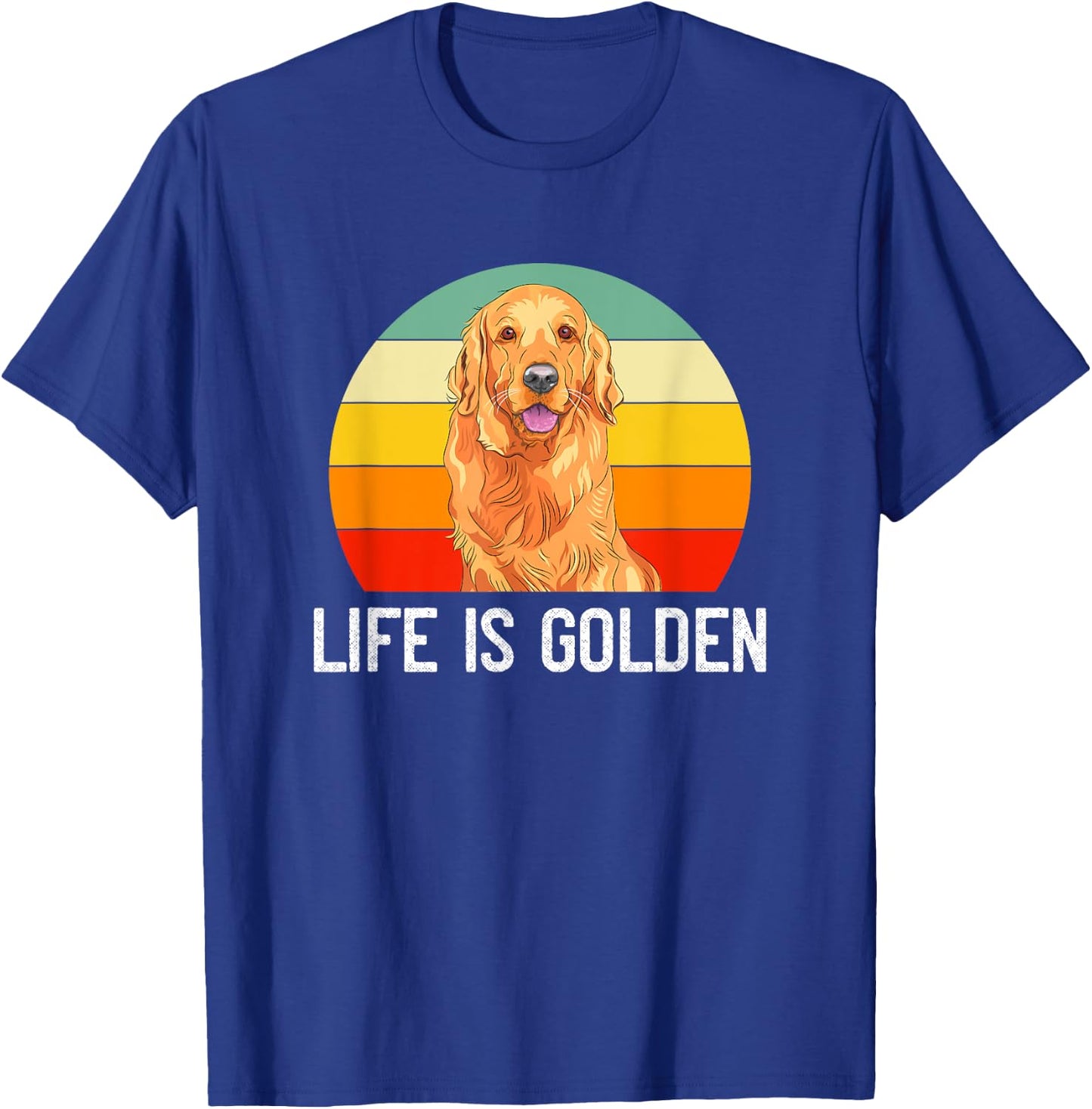 Funny Golden Retriever Life Is Golden Vintage Dog Lover T-Shirt - T-Shirt | Royal