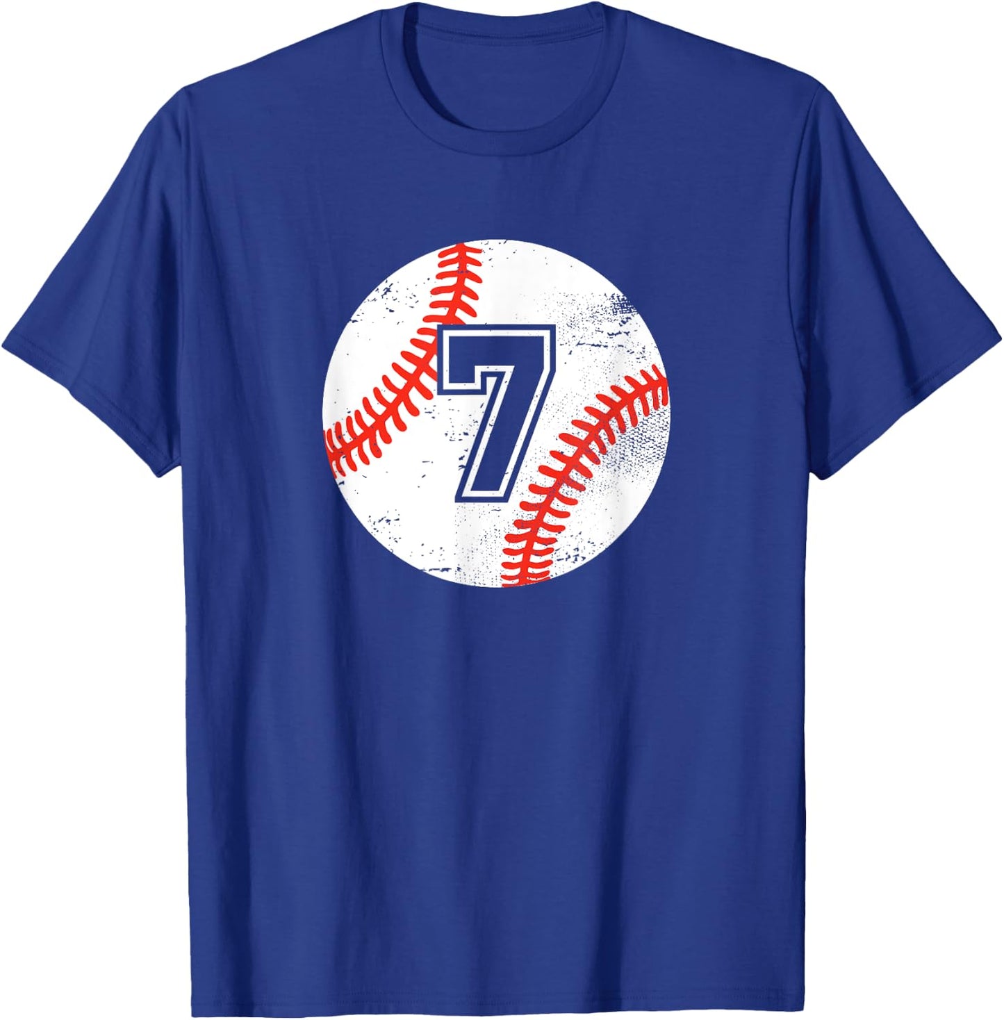 Baseball Player #7 Baseball Mom Dad Jersey Number 7 Vintage T-Shirt - T-Shirt | Royal