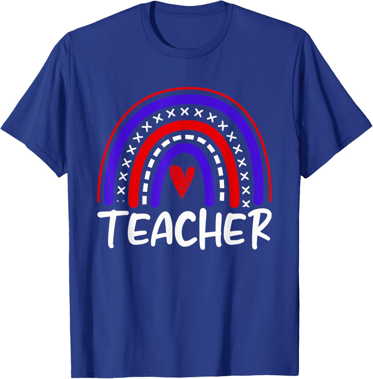 Rainbow Red White Blue Teacher 4th of July Professor T-Shirt - T-Shirt | Royal