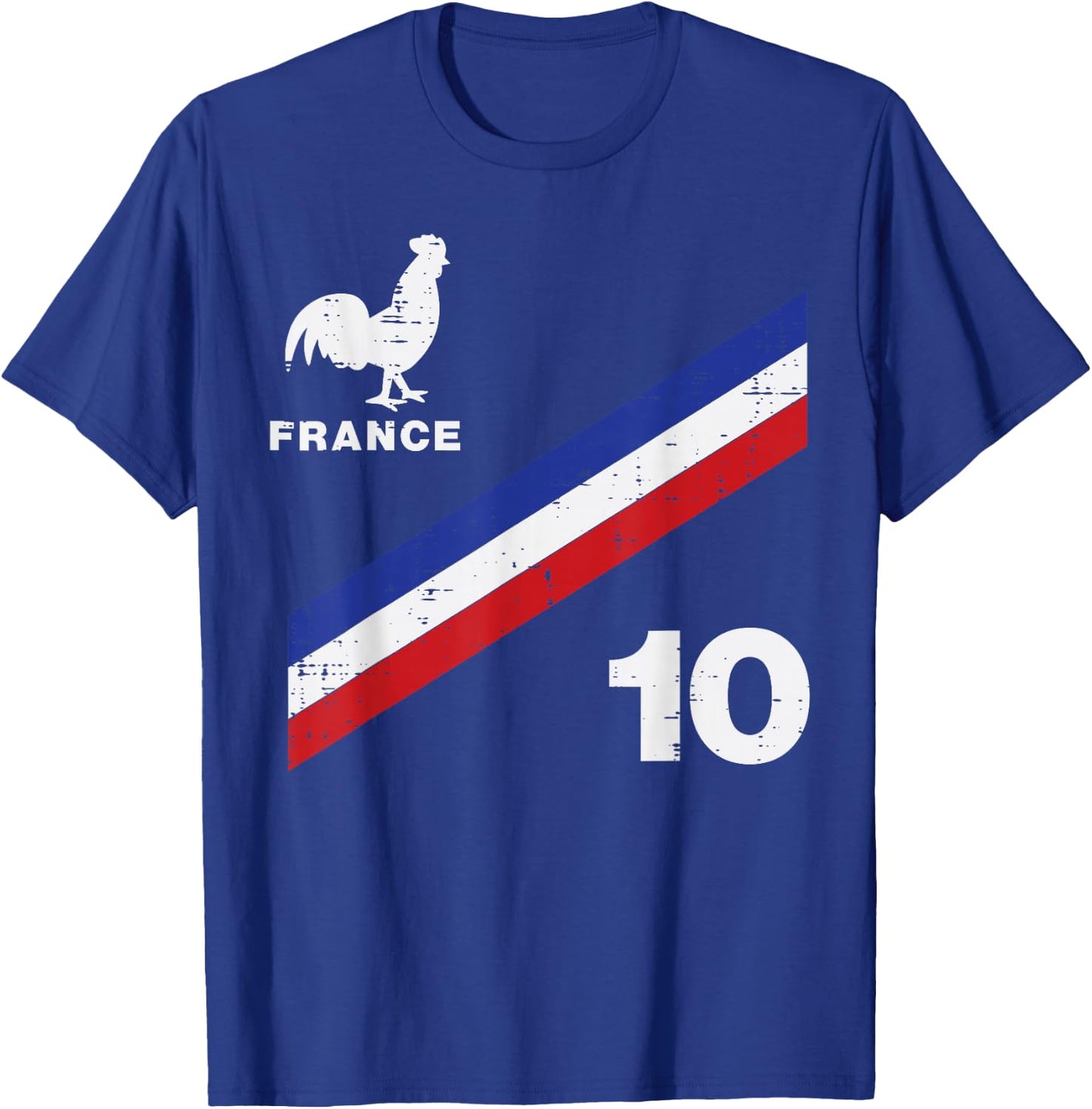 France Flag Rooster Number 10 Soccer Fan Men Women Kids Boys T-Shirt - T-Shirt | Royal