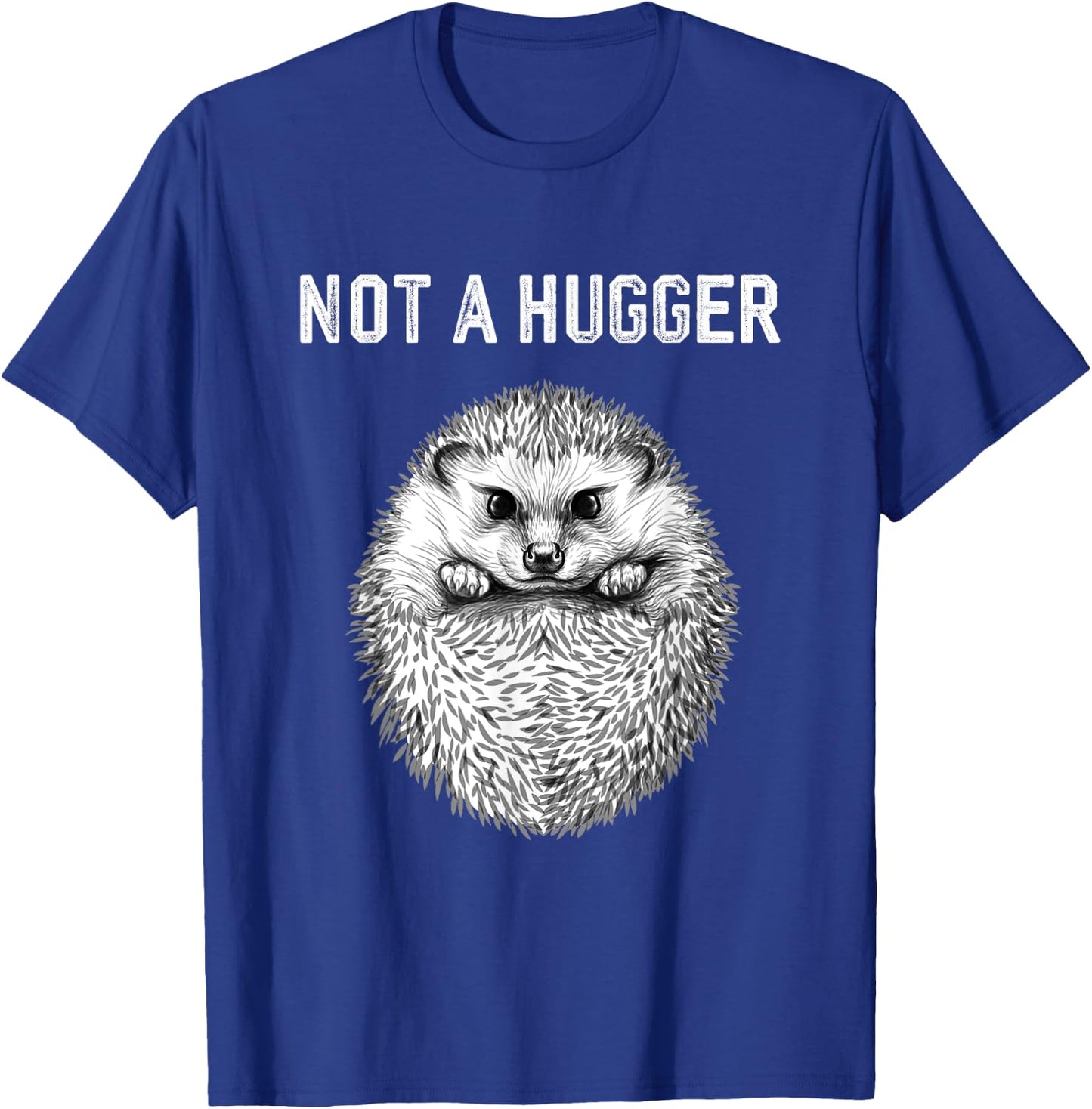 Funny Not A Hugger Cute Baby Hedgehog Vintage Portrait T-Shirt - T-Shirt | Royal