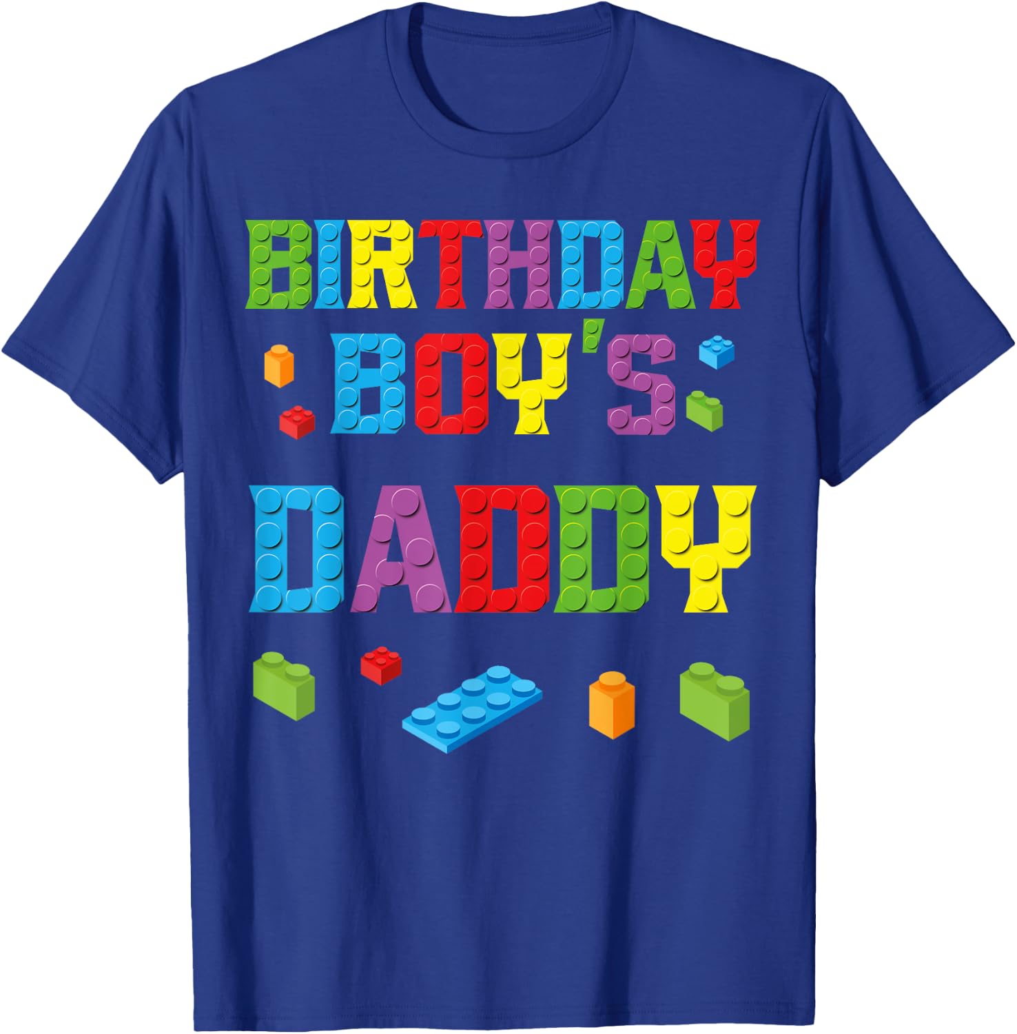 Master Builder Birthday Boy's Daddy Building Bricks Blocks T-Shirt - T-Shirt | Royal