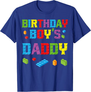 Master Builder Birthday Boy's Daddy Building Bricks Blocks T-Shirt - T-Shirt | Royal