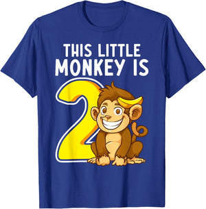 This Little Monkey Is 2 Years Old Kid 2nd Birthday Monkeys T-Shirt - T-Shirt | Royal
