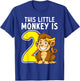This Little Monkey Is 2 Years Old Kid 2nd Birthday Monkeys T-Shirt - T-Shirt | Royal