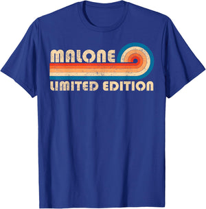 Malone Surname Retro Vintage 80s 90s Birthday Reunion T-Shirt - T-Shirt | Royal