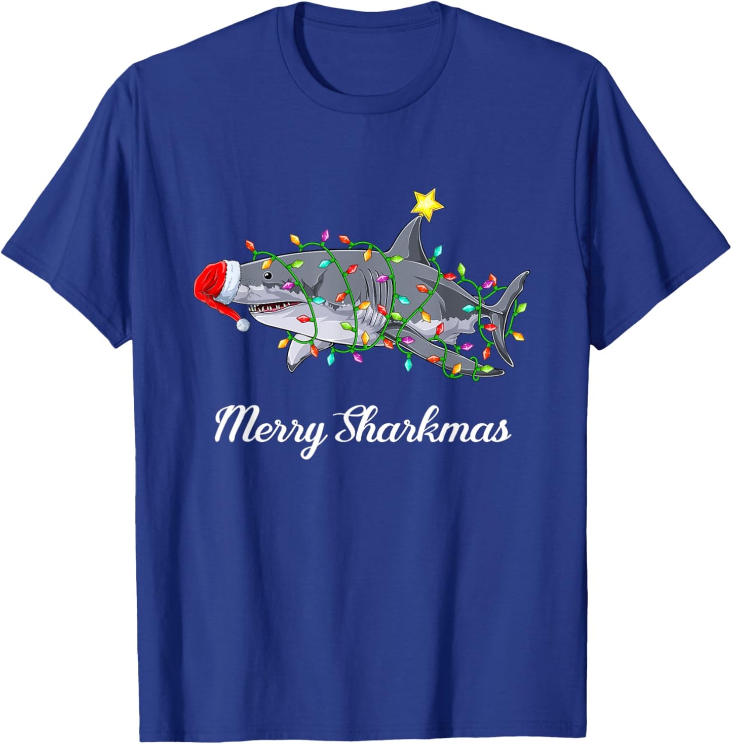 Shark Santa Claus Children Men Christmas Ugly Christmas T-Shirt - T-Shirt | Royal