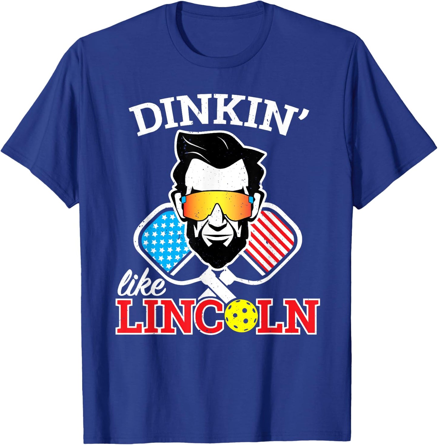 Funny Pickleball Dinkin Like Lincoln July 4th Pickle Ball T-Shirt - T-Shirt | Royal