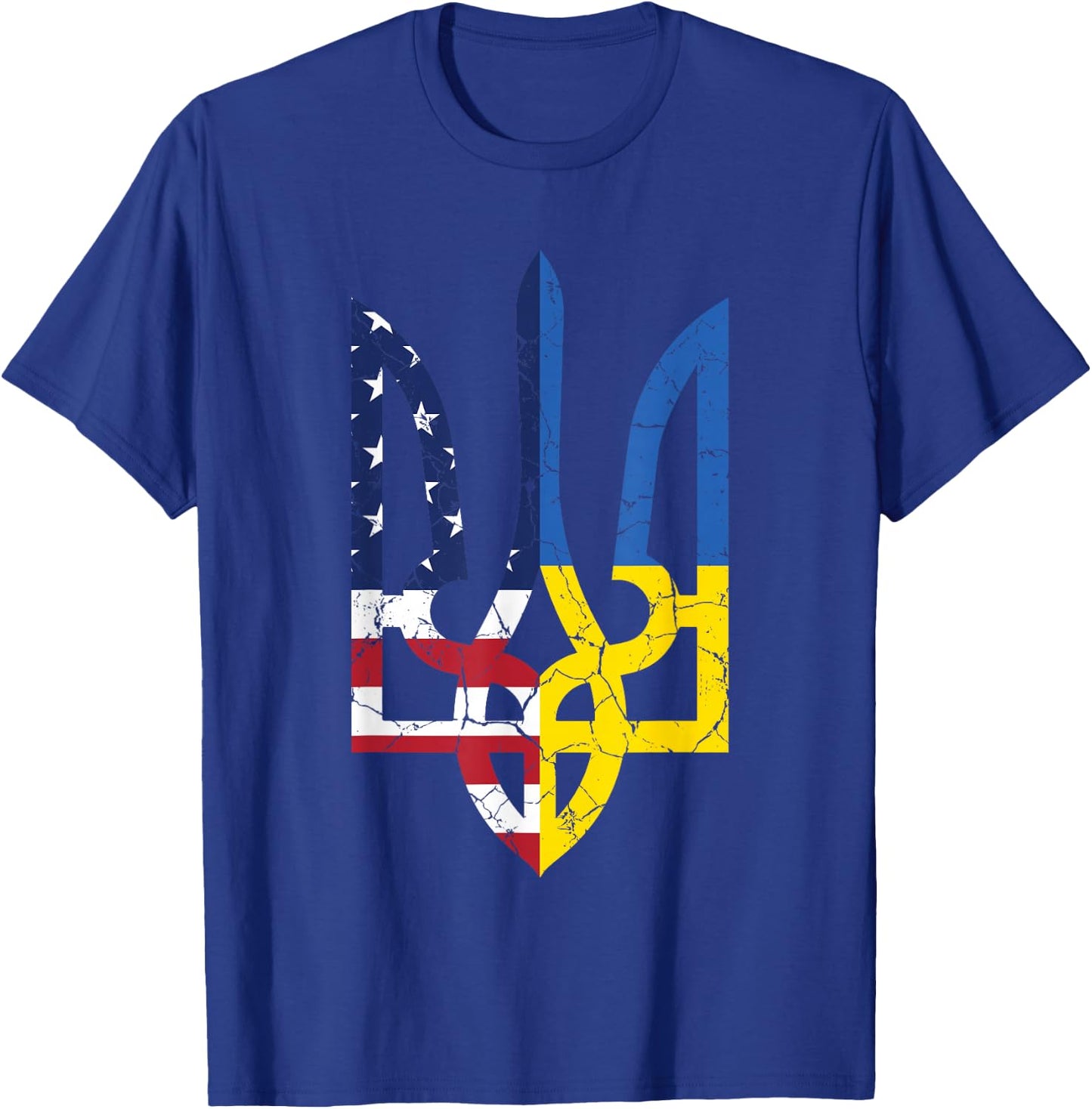 Ukrainian American Flag Symbol Love Support US Ukraine Gift T-Shirt - T-Shirt | Royal