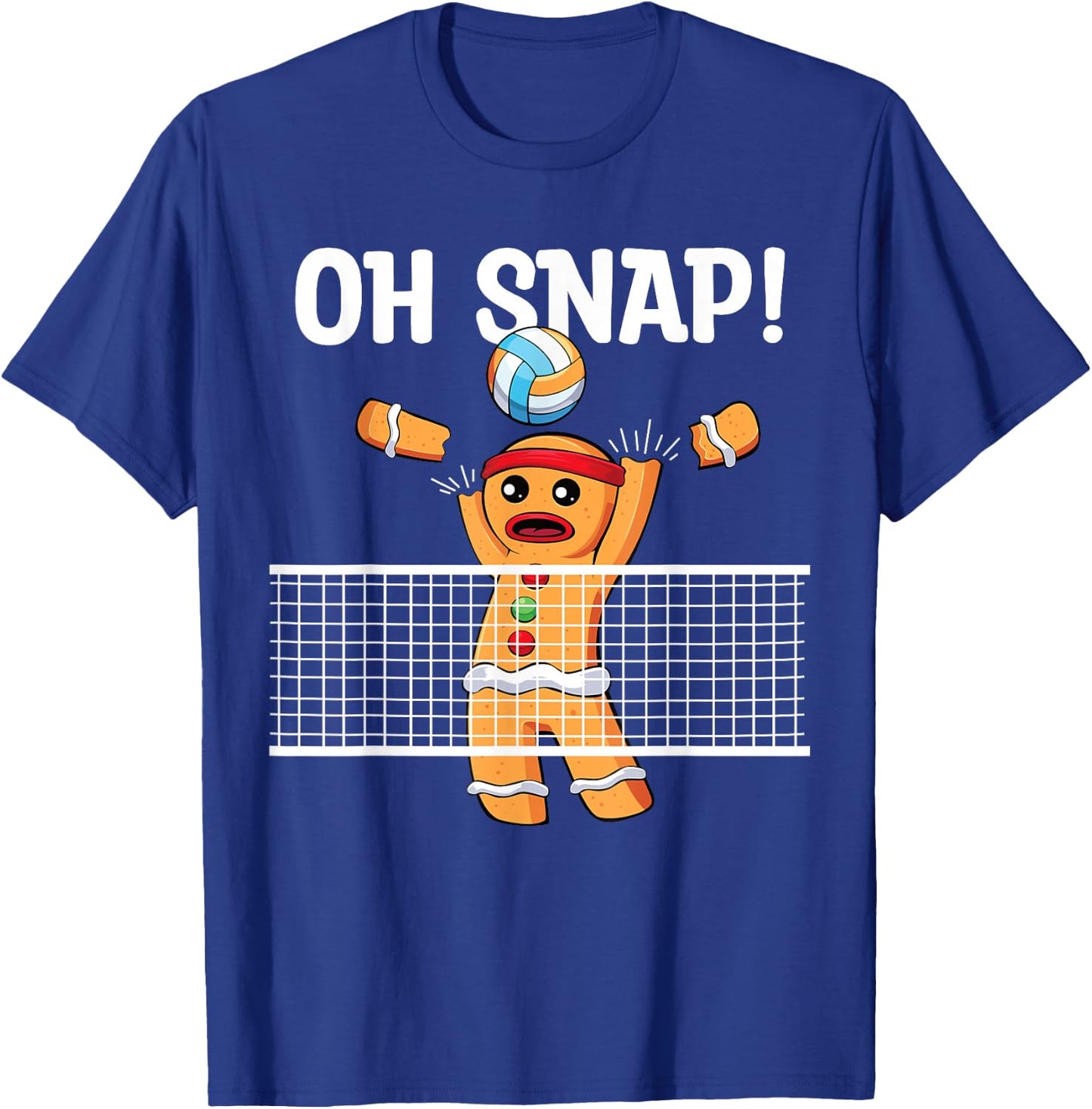 Gingerbread Man Oh Snap Christmas Volleyball Player Blocker T-Shirt - T-Shirt | Royal