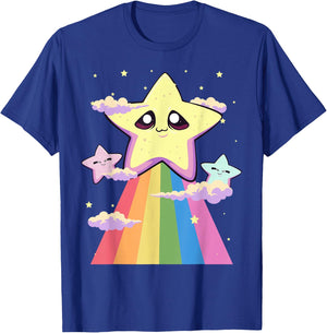 Pastel Goth Kawaii Sad Chibi Stars and Rainbow T-Shirt - T-Shirt | Royal