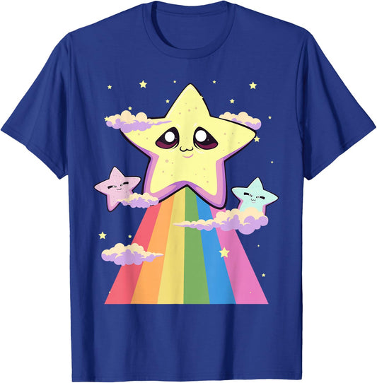 Pastel Goth Kawaii Sad Chibi Stars and Rainbow T-Shirt - T-Shirt | Royal
