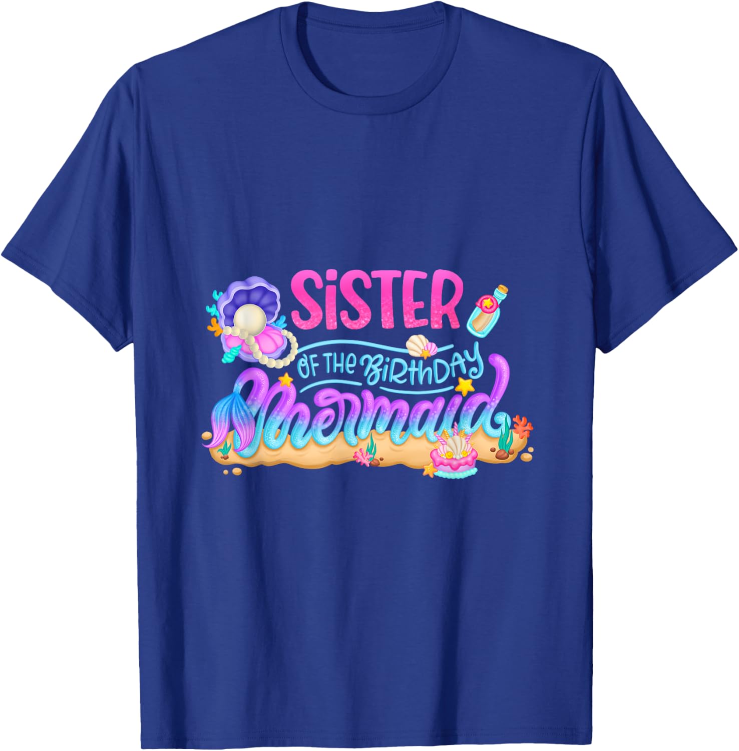 Sister Of The Birthday Mermaid Party Matching Family Girls T-Shirt - T-Shirt | Royal