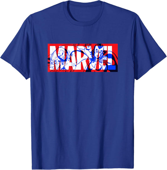Marvel Logo Vision and The Scarlet Witch Comic Art Avengers T-Shirt - T-Shirt | Royal