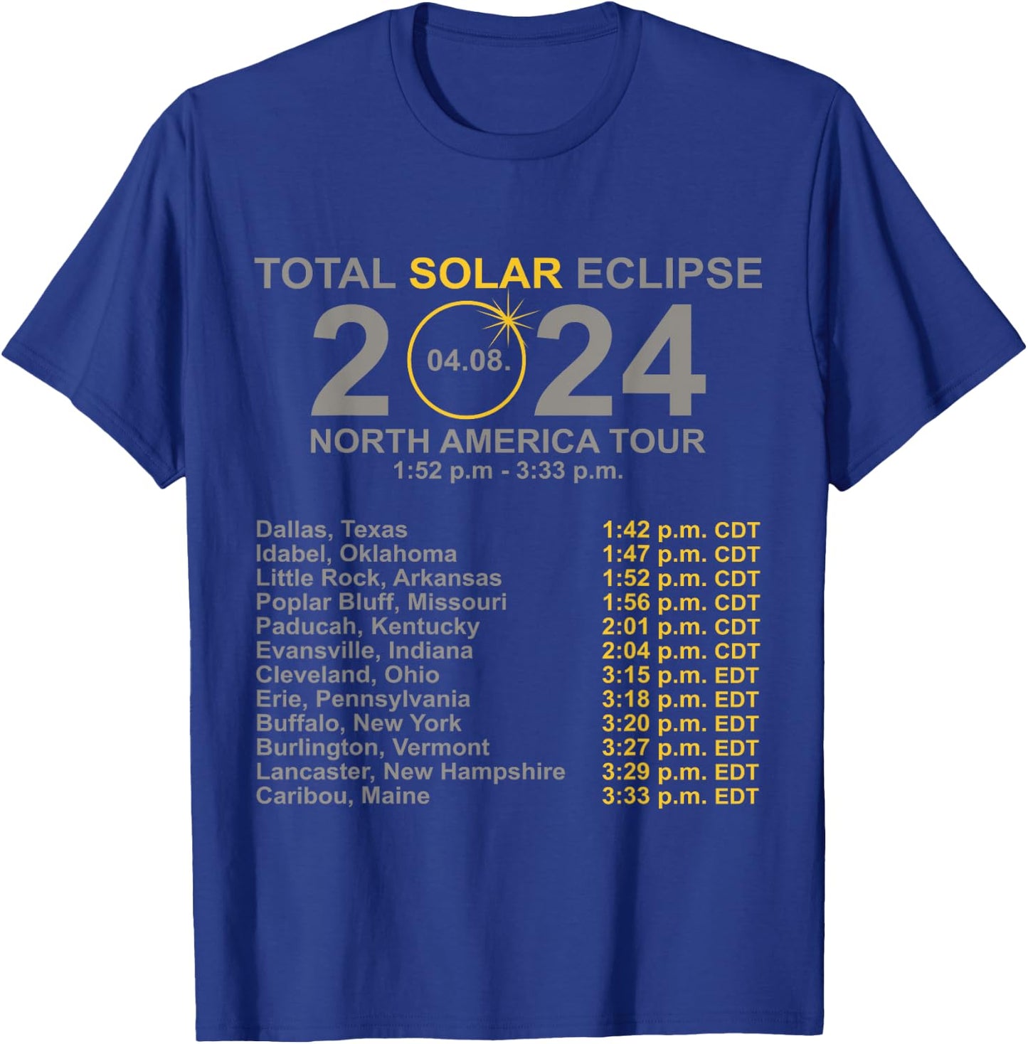 2024 Total Solar Eclipse April 8 Path Of The Eclipse T-Shirt - T-Shirt | Royal