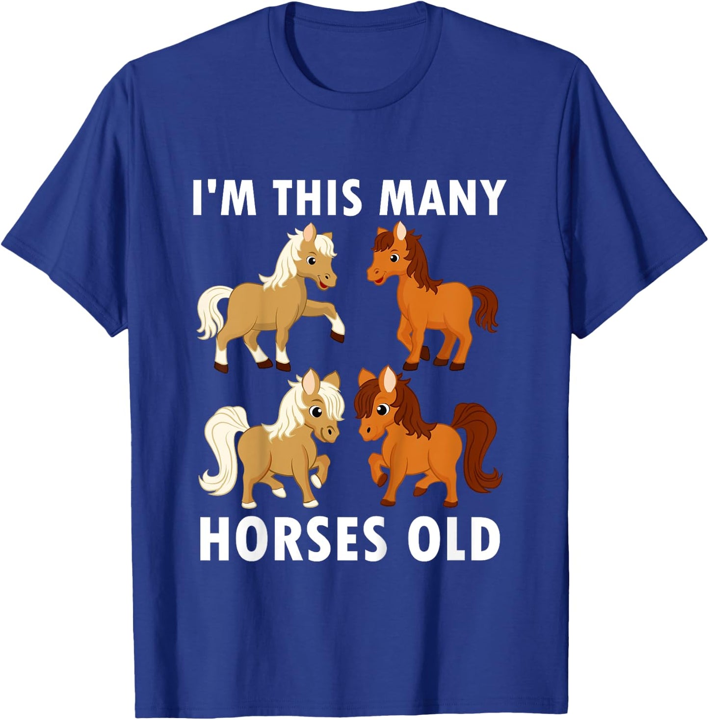 4 Years Old Girl Horses Old 4th Birthday Kids T-Shirt - T-Shirt | Royal