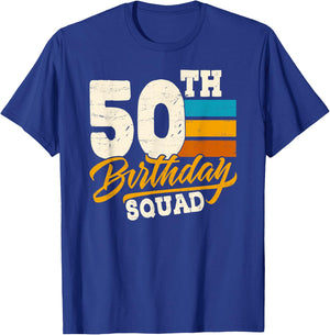 50th Birthday for Squad group- 50 Yrs Old Bday Vintage Retro T-Shirt - T-Shirt | Royal