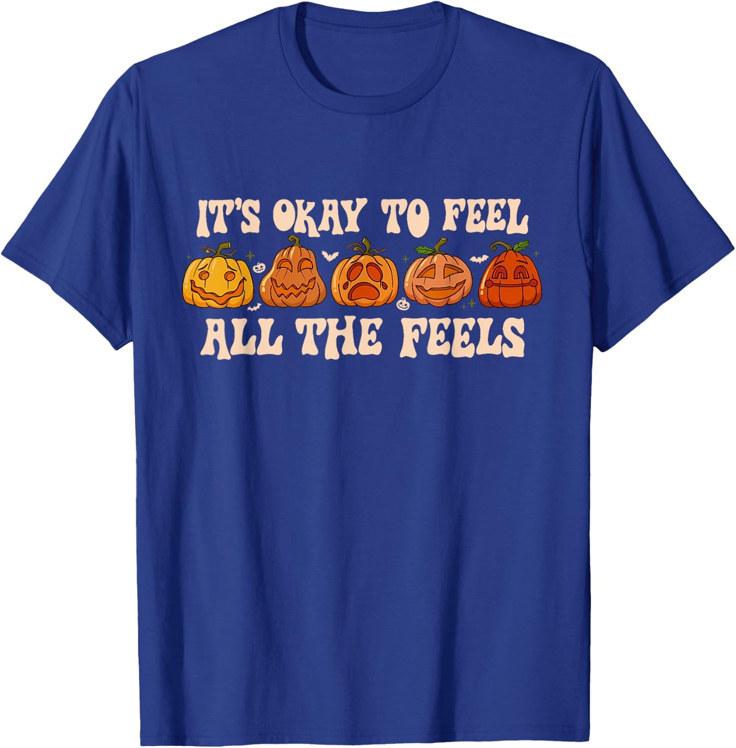 It's Okay To Feel Mental Health Fall Pumpkin Halloween T-Shirt - T-Shirt | Royal