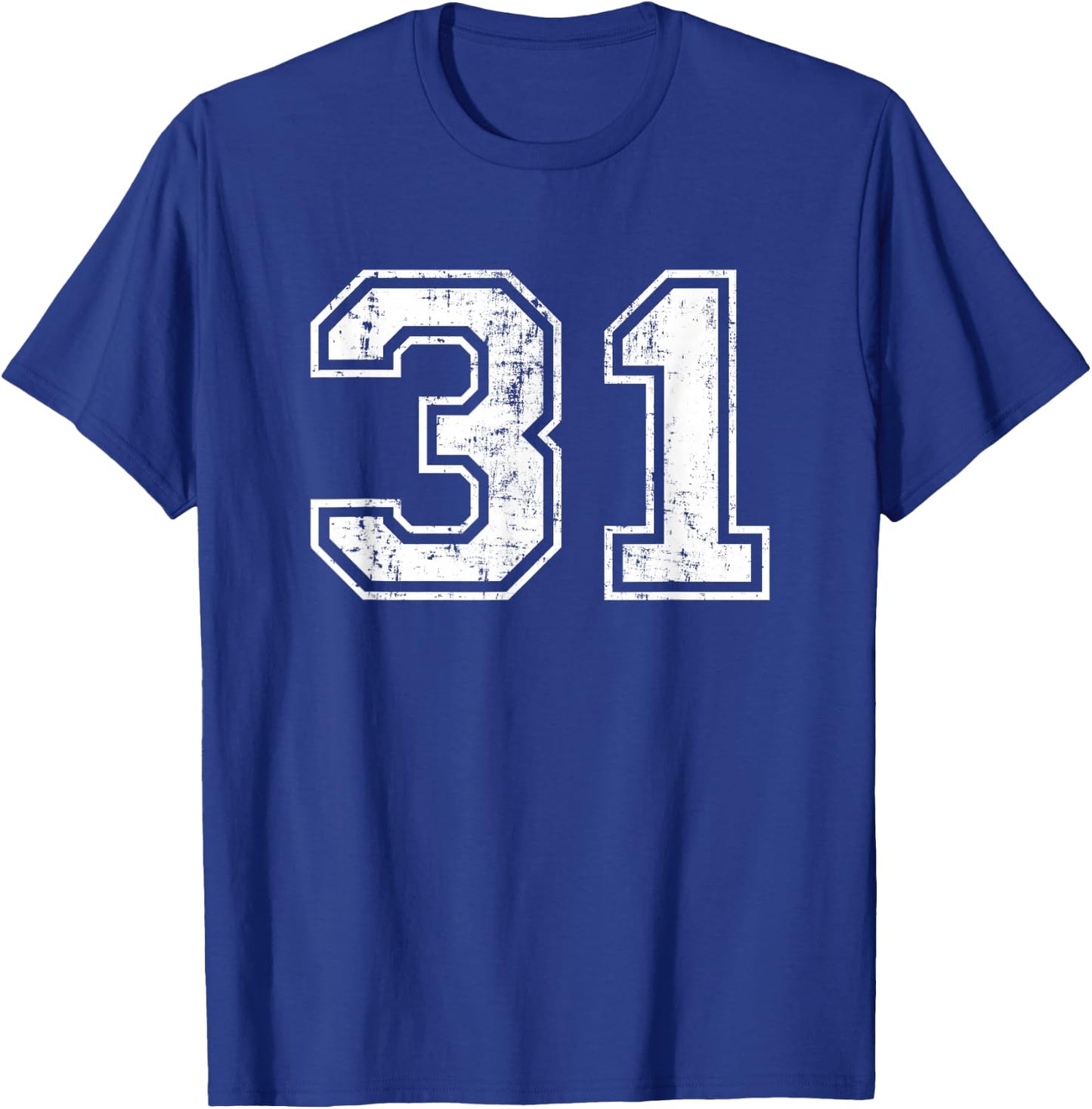Number 31 Distressed Vintage Thirty One Sports Team Practice T-Shirt - T-Shirt | Royal