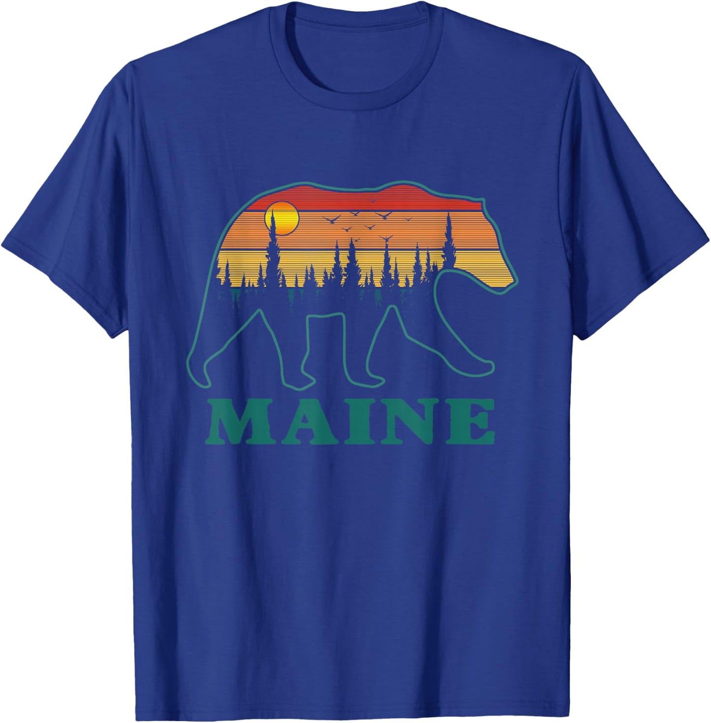 Retro Maine Grizzly Bear Nature Camping Mountain Hiking T-Shirt - T-Shirt | Royal
