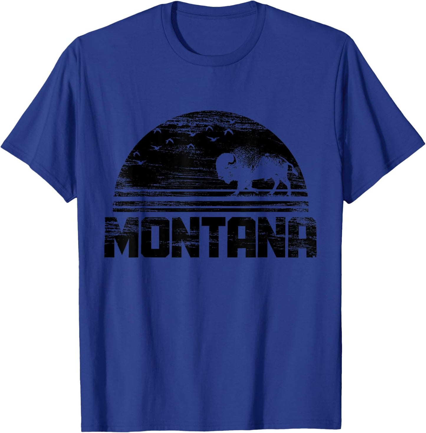 Montana Bison American Buffalo National Park Pride Vintage T-Shirt - T-Shirt | Royal