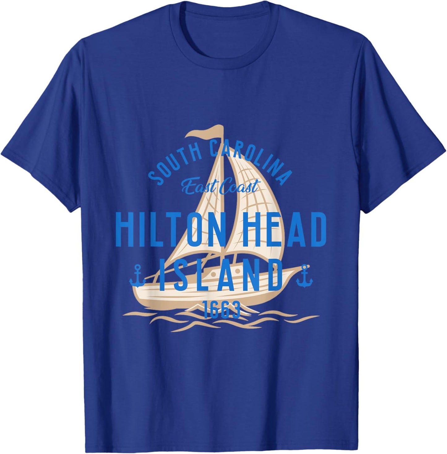 Vintage Sailboat Hilton Head South Carolina Marine Retro T-Shirt - T-Shirt | Royal