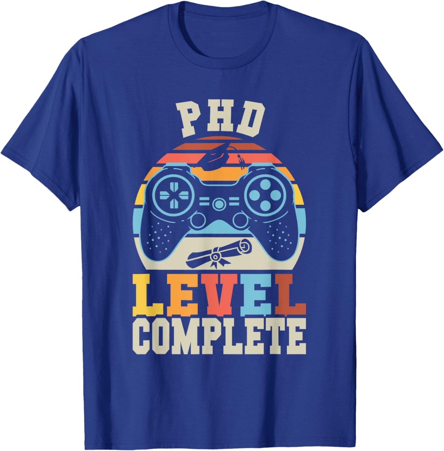 PHD Level Complete Retro Gamer Doctorate Graduation 2025 T-Shirt - T-Shirt | Royal