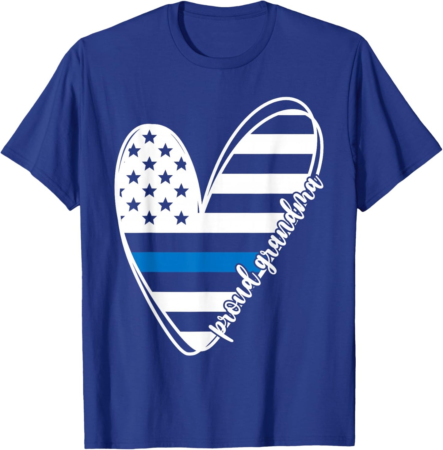 Proud Grandma Heart Police Grandma Of A Police Officer T-Shirt - T-Shirt | Royal
