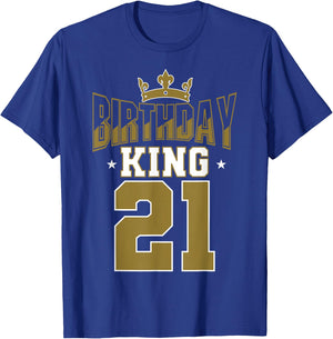 Birthday King 21 Bday Party Celebration 21st Royal Theme T-Shirt - T-Shirt | Royal