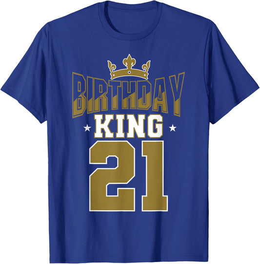 Birthday King 21 Bday Party Celebration 21st Royal Theme T-Shirt - T-Shirt | Royal