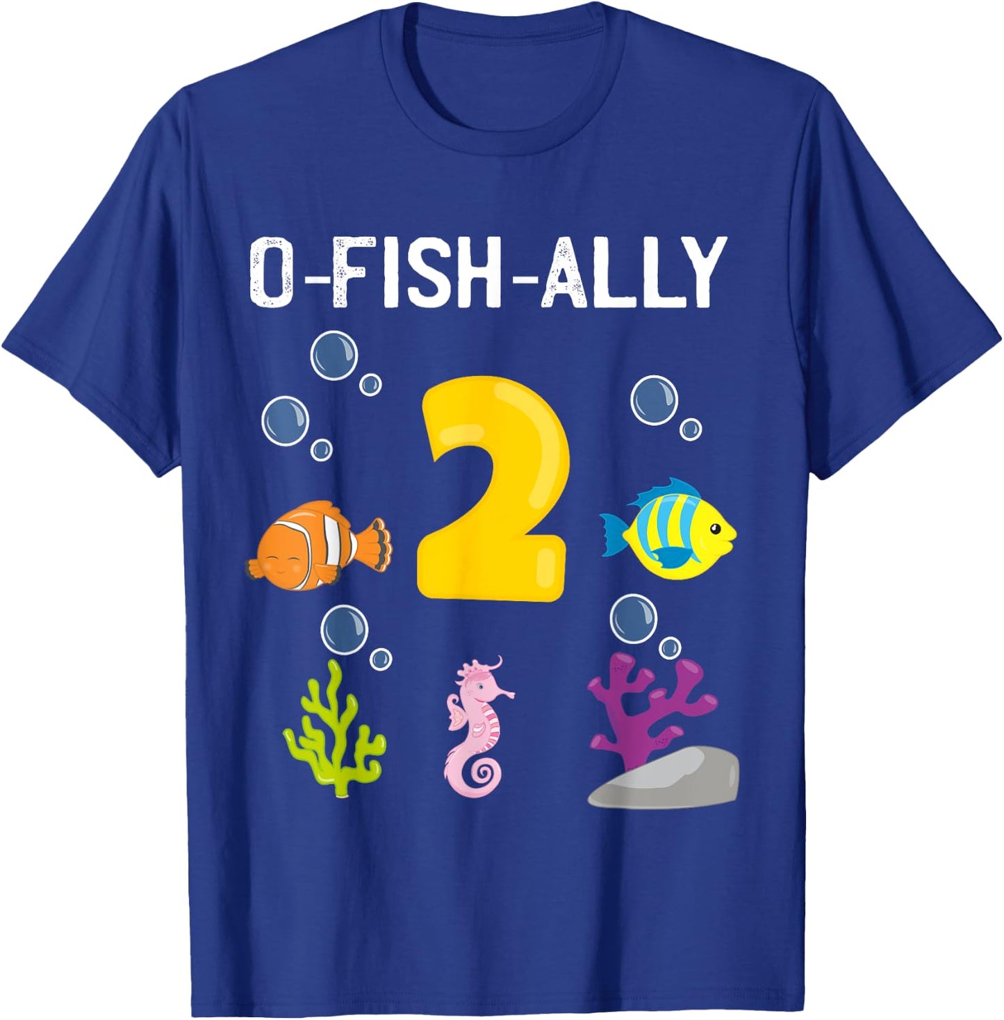 Ofishally 2 Year Old Fishing Themed 2Nd Birthday Girl Boy T-Shirt - T-Shirt | Royal
