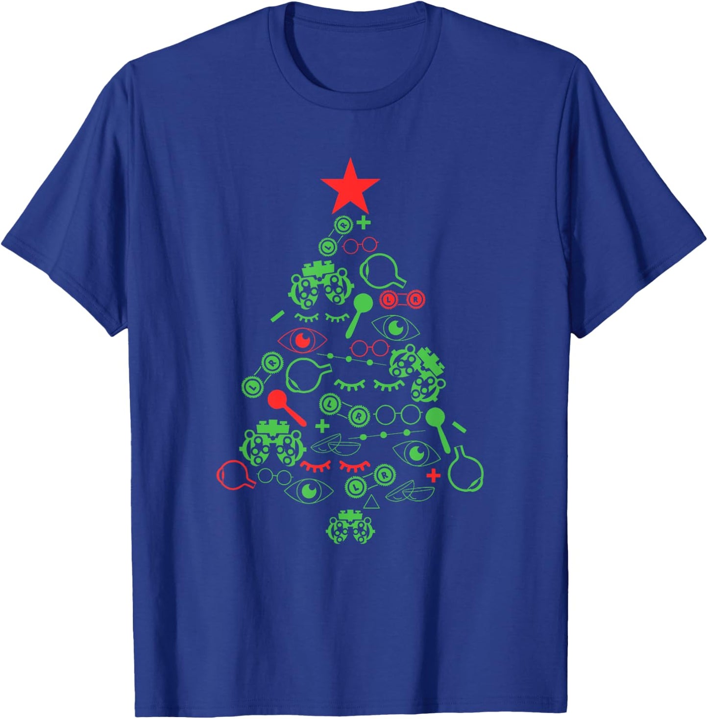 Optometry Symbols Christmas Tree Ophthalmologist Ophthalmic T-Shirt - T-Shirt | Royal